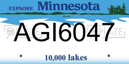 AGI6047 Minnesota License Plate