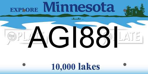 AGI88I Minnesota License Plate