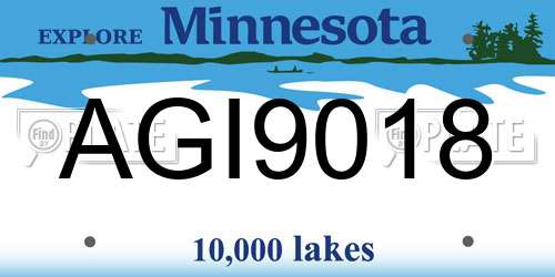 AGI9018 Minnesota License Plate