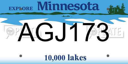 AGJ173 Minnesota License Plate
