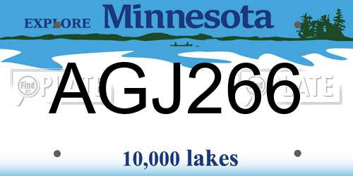 AGJ266 Minnesota License Plate