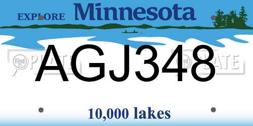 AGJ348 Minnesota License Plate