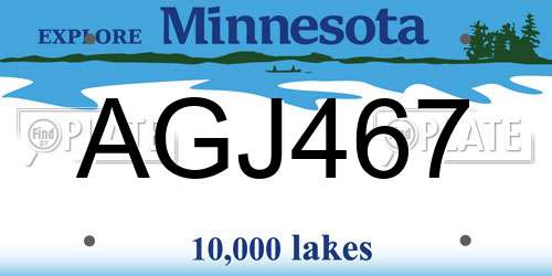 AGJ467 Minnesota License Plate