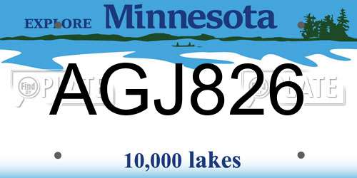 AGJ826 Minnesota License Plate