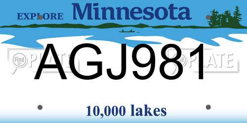AGJ981 Minnesota License Plate