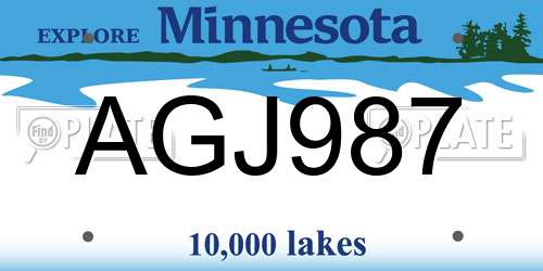 AGJ987 Minnesota License Plate