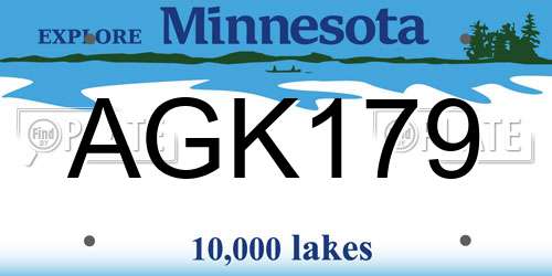 AGK179 Minnesota License Plate