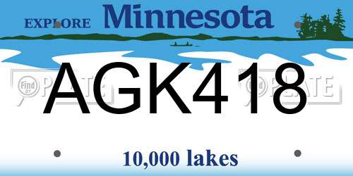 AGK418 Minnesota License Plate