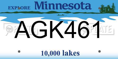 AGK461 Minnesota License Plate