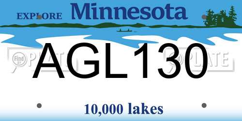 AGL130 Minnesota License Plate