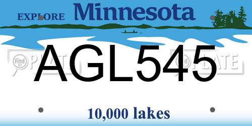 AGL545 Minnesota License Plate