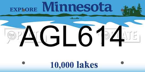 AGL614 Minnesota License Plate