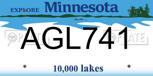 AGL741 Minnesota License Plate