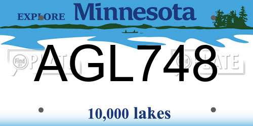 AGL748 Minnesota License Plate