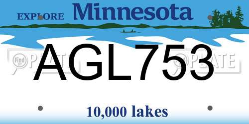 AGL753 Minnesota License Plate