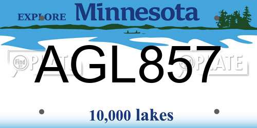 AGL857 Minnesota License Plate