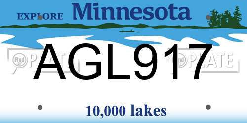 AGL917 Minnesota License Plate