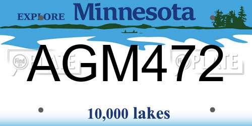 AGM472 Minnesota License Plate