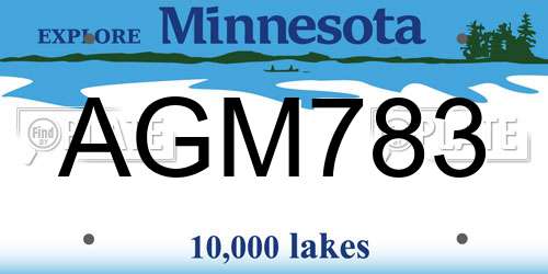 AGM783 Minnesota License Plate