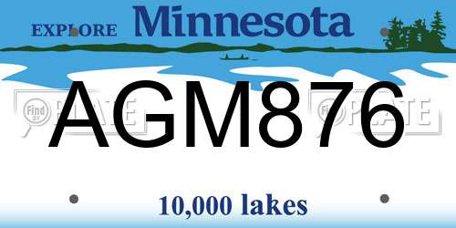 AGM876 Minnesota License Plate