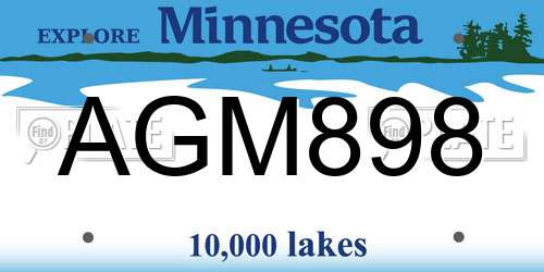 AGM898 Minnesota License Plate
