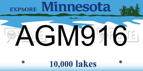 AGM916 Minnesota License Plate