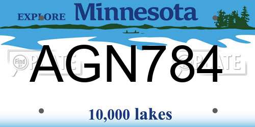 AGN784 Minnesota License Plate
