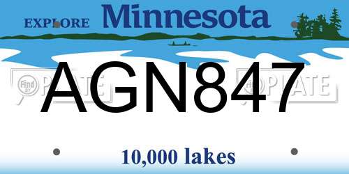 AGN847 Minnesota License Plate
