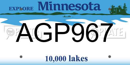 AGP967 Minnesota License Plate