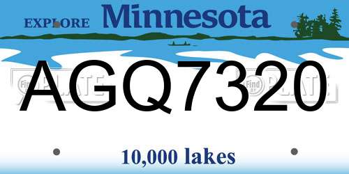 AGQ7320 Minnesota License Plate