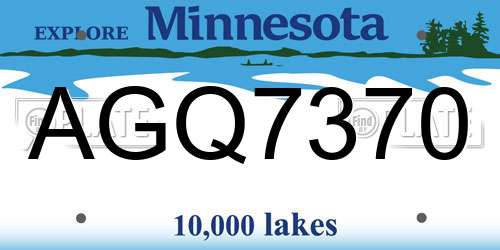 AGQ7370 Minnesota License Plate