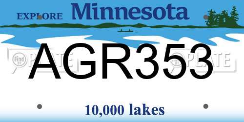 AGR353 Minnesota License Plate