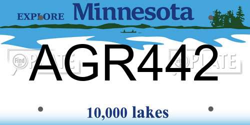 AGR442 Minnesota License Plate