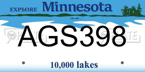 AGS398 Minnesota License Plate