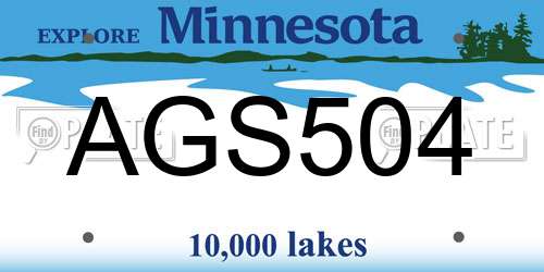 AGS504 Minnesota License Plate