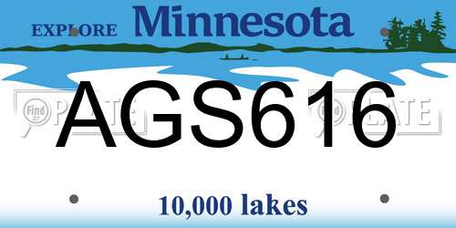 AGS616 Minnesota License Plate