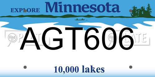AGT606 Minnesota License Plate