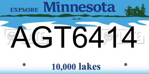 AGT6414 Minnesota License Plate