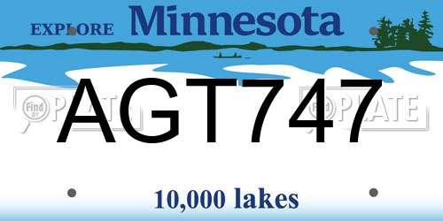 AGT747 Minnesota License Plate