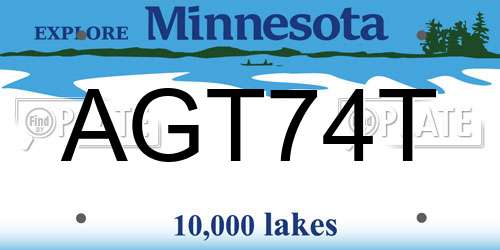AGT74T Minnesota License Plate