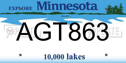 AGT863 Minnesota License Plate