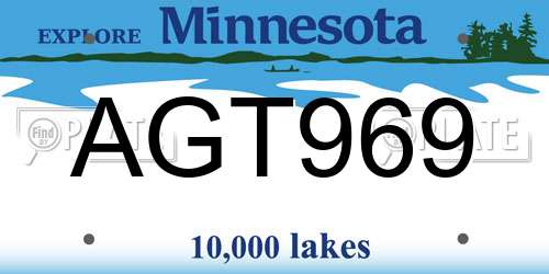 AGT969 Minnesota License Plate