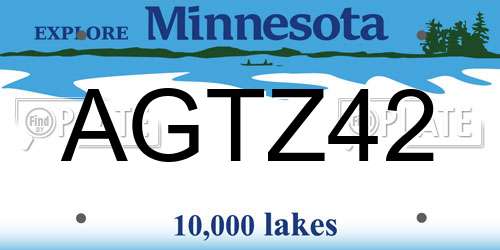 AGTZ42 Minnesota License Plate