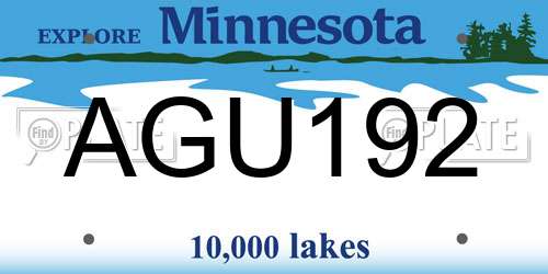 AGU192 Minnesota License Plate
