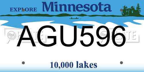 AGU596 Minnesota License Plate