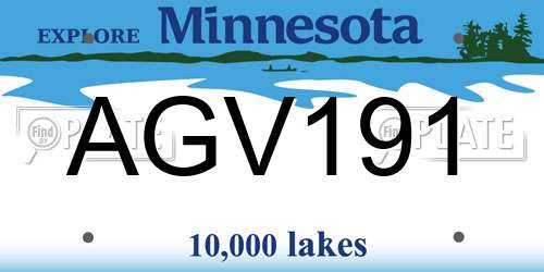 AGV191 Minnesota License Plate