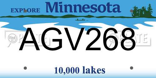 AGV268 Minnesota License Plate