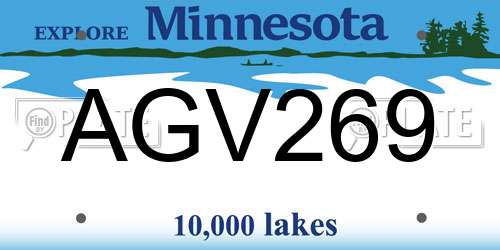 AGV269 Minnesota License Plate