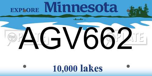 AGV662 Minnesota License Plate