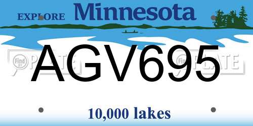 AGV695 Minnesota License Plate